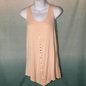 Anjara Garcia Women's Light‎ Pink Tank Top with Button Detailing Size S